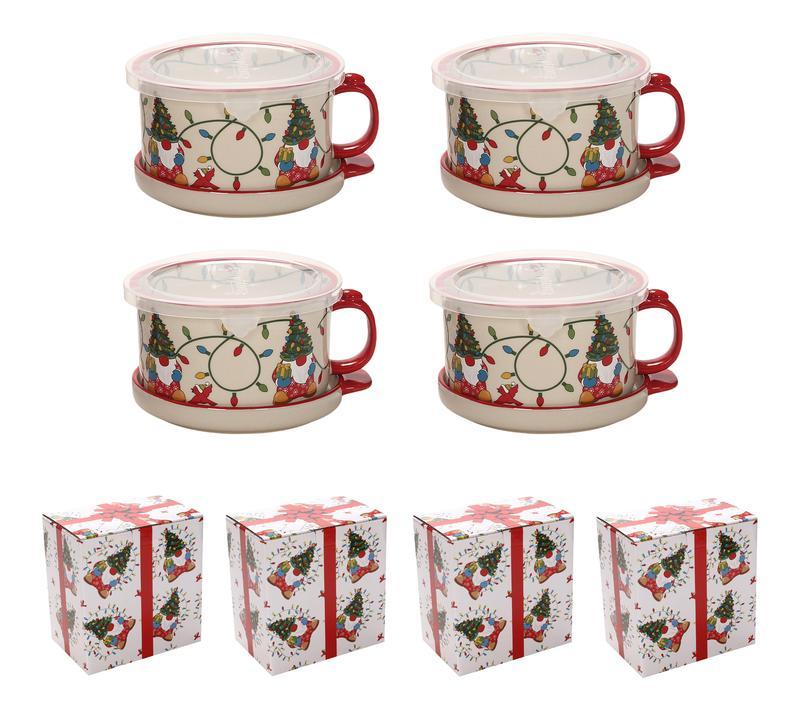 Temp-tations Set of (4) 25-oz Mug Meals w/ Lid-its & Gift Boxes
