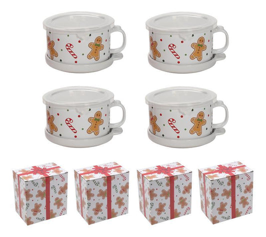 Temp-tations Set of (4) 25-oz Mug Meals w/ Lid-its & Gift Boxes