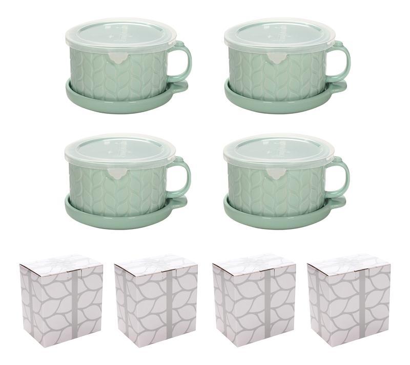 Temp-tations Set of (4) 25-oz Mug Meals w/ Lid-its & Gift Boxes