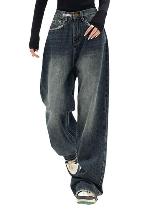EMMIOL Wide Leg Baggy Jeans for Women Y2K Casual Loose Denim with 4 Traditional Pockets, Zip Fly, Button Closure & Belt Loose Fit - Fabric Clothing Pants Blue Womenswear Bottom Trouser Streetwear Comfort Wideleg Bellbottomjeans Minimalist #dealsforyoudays