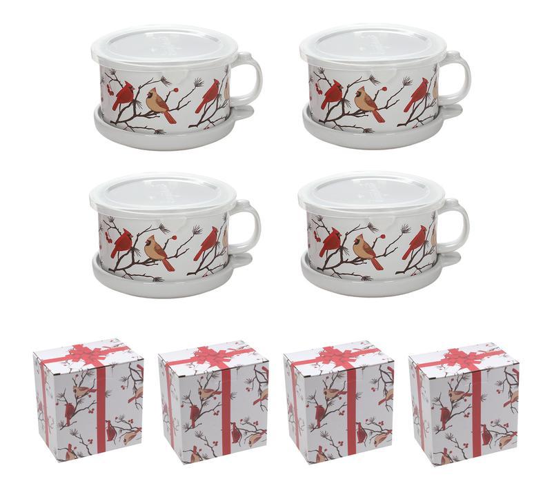 Temp-tations Set of (4) 25-oz Mug Meals w/ Lid-its & Gift Boxes